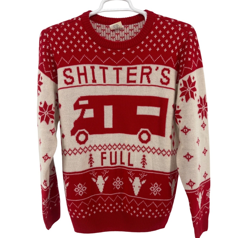 OH MY SWEATER RV Shitter Full Ugly Christmas Sweater Mens XL National Lampoon